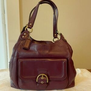 Coach Signature Campbell Burgandy Leather hobo bag